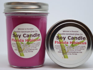 Florida Hibiscus Soy Candle by Paradise Handmade Soap.