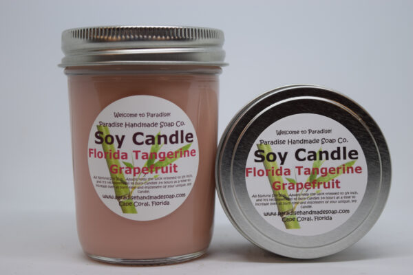 Florida Tangerine Grapefruit Soy Candle by Paradise Handmade Soap.